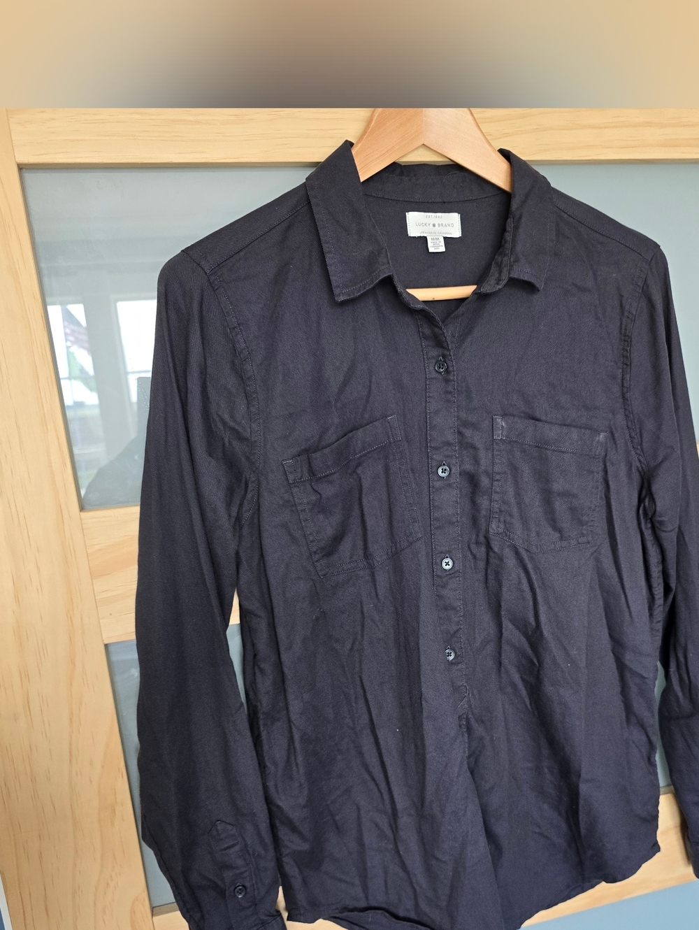 Lucky Brand Women's Black Long-Sleeve Button Shirt